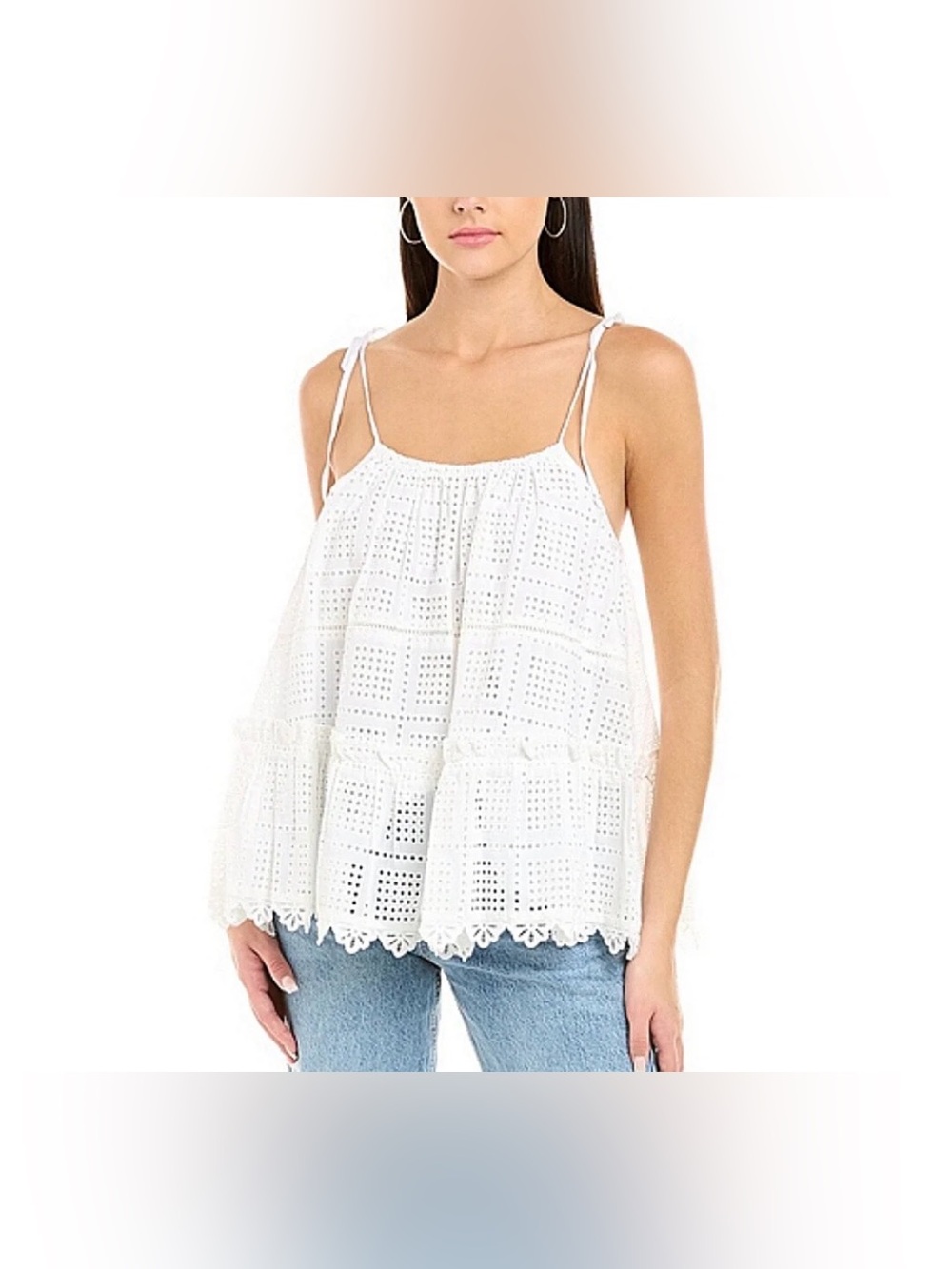 NWT TOCCIN Eyelet Lace Swing Tank Top White Size XS